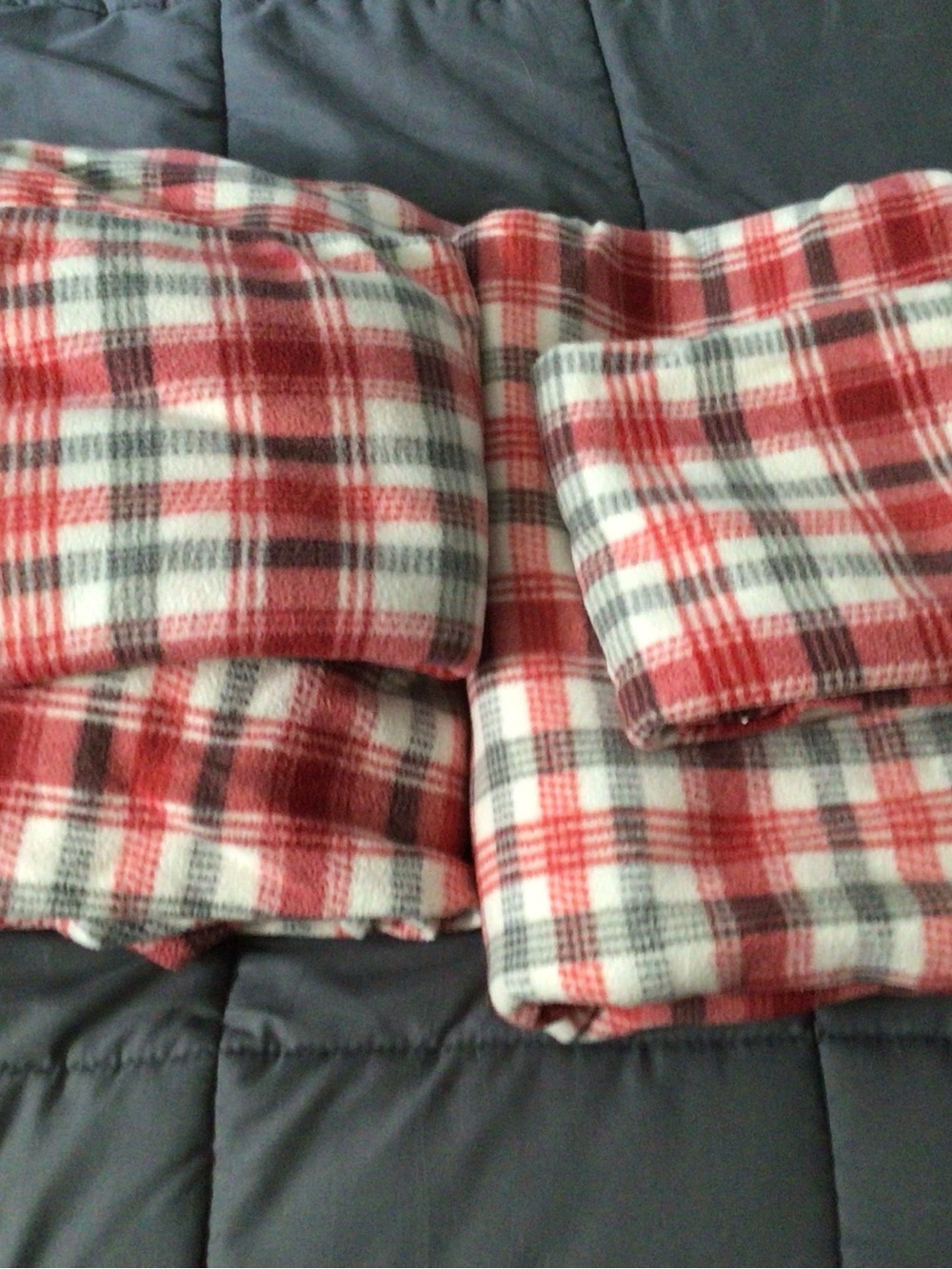 Plaid Fleece FULL sheet set - Red, White & Gray
